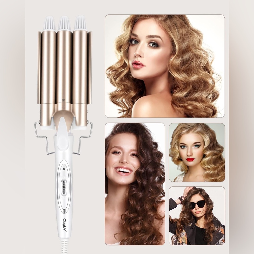 CkeyiN Tourmaline Ceramic 3 Barrels Large Wave Curler for Beachy Mermaid Hair